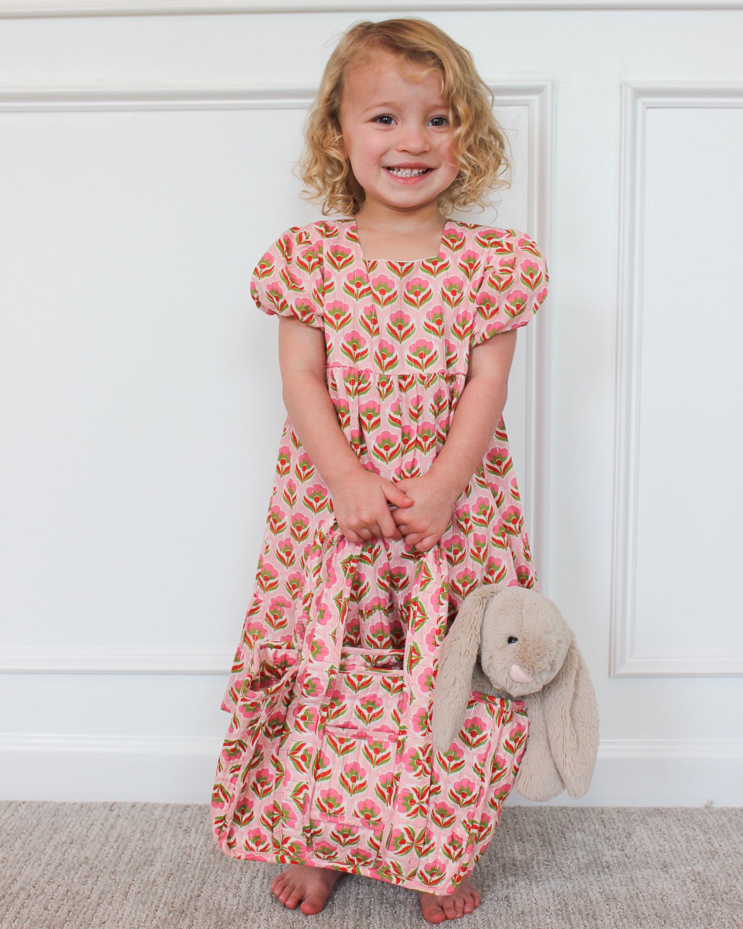 Pink Block Print Dress