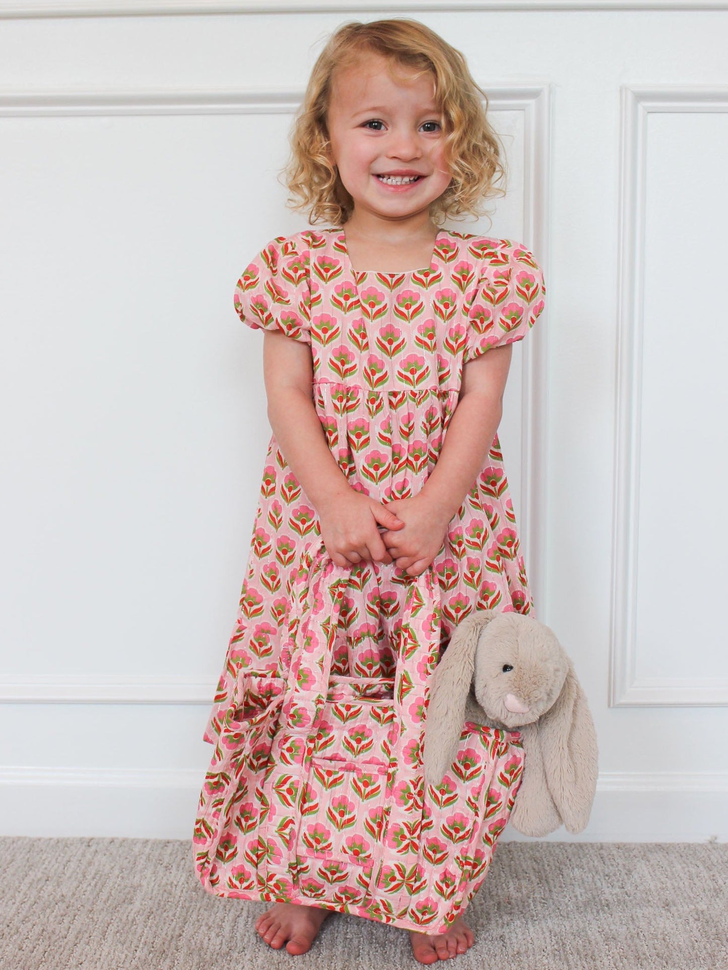 Pink Block Print Dress