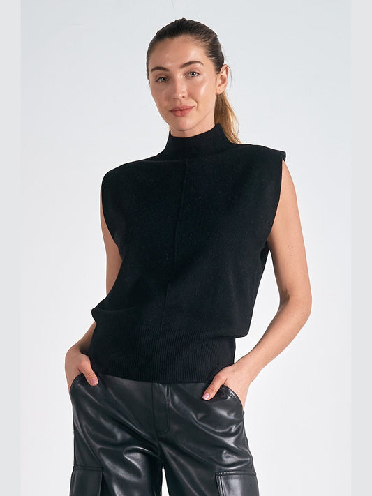 Mock Neck Sleeveless Sweater
