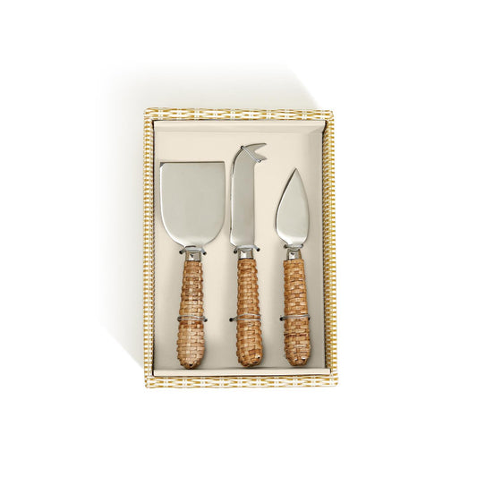 Wicker Weave Cheese Serving Knives