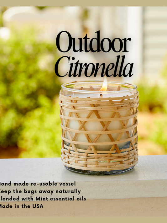 Citronella Seaside Candle In Bamboo Wrapped 7oz.