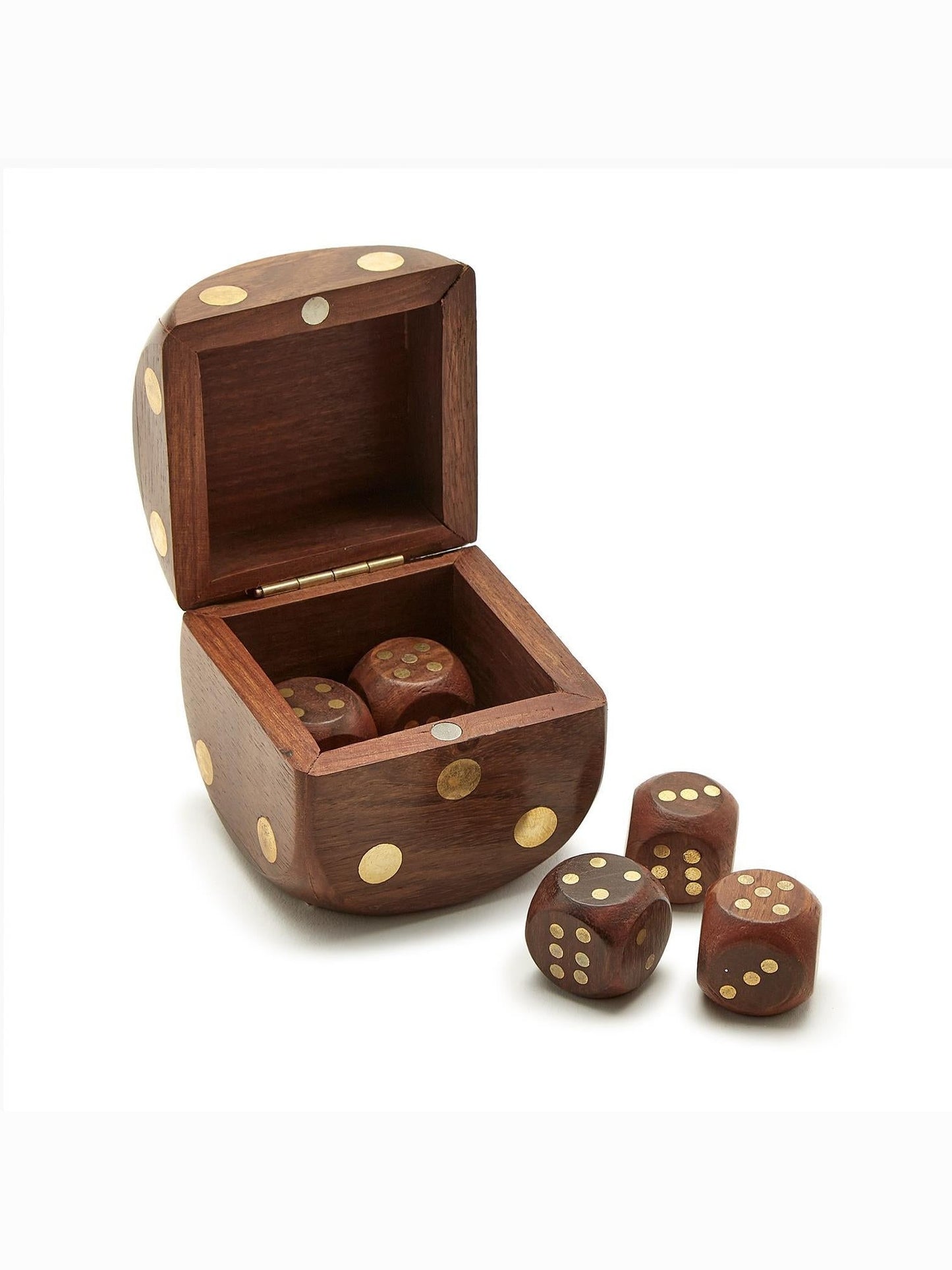 Wood Crafted Dice Box with 6 Dice