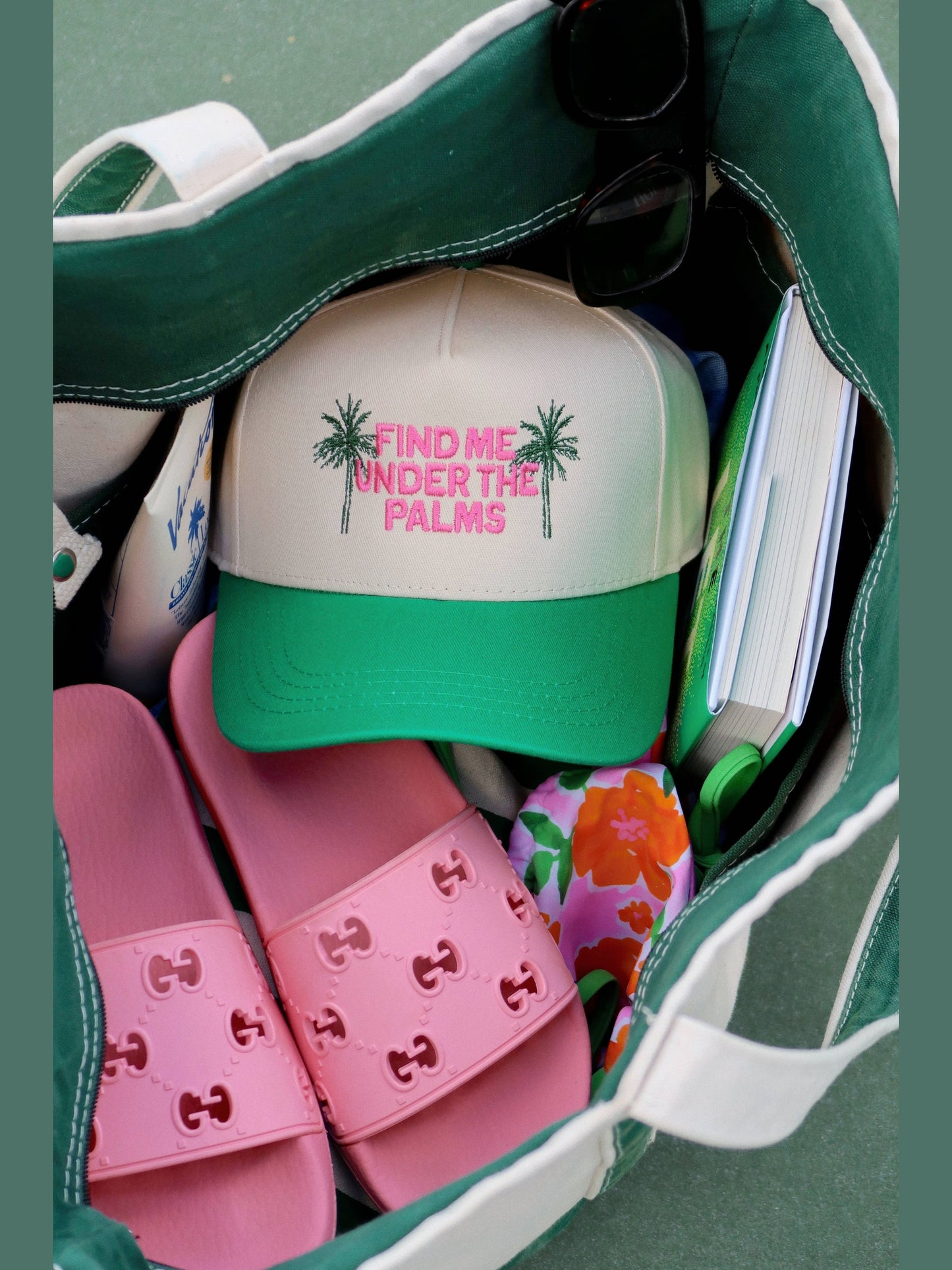 Find Me Under The Palms- Kelly Green/Natural Hat