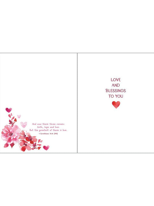 With Scripture Valentine Greeting Card - Heart & Flowers