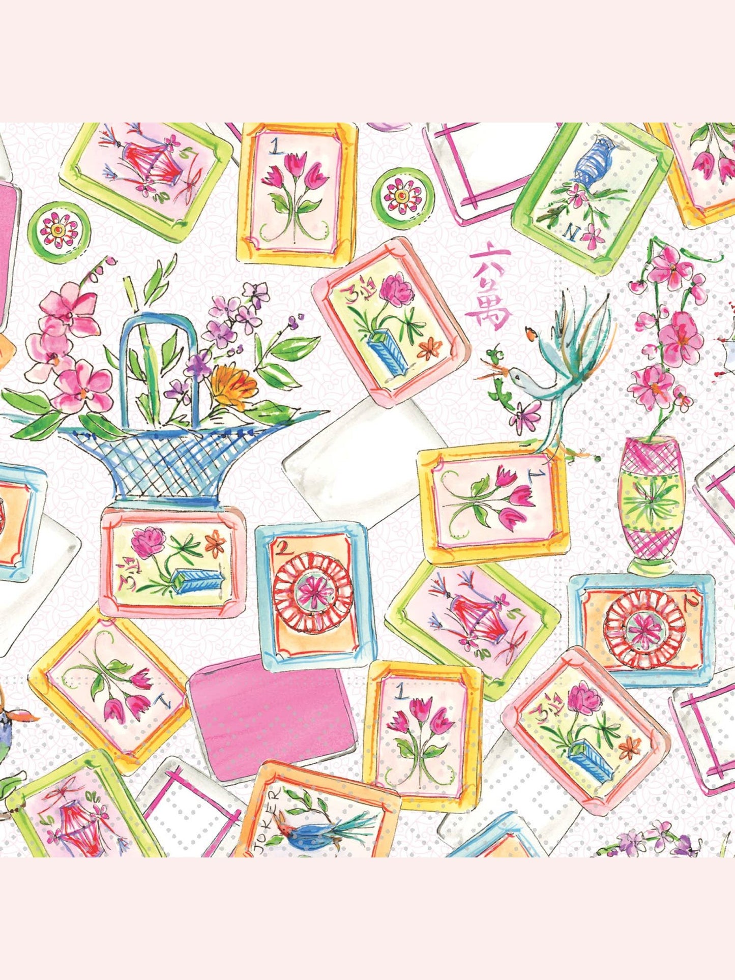 Paper Cocktail Napkins 20 Ct Mahjong Allover Rosanne Beck
