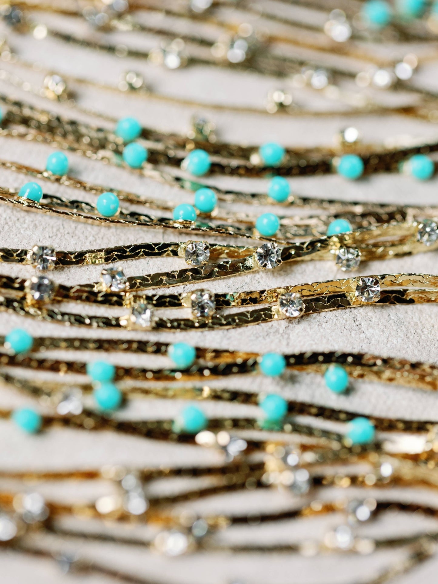 Turquoise Dotted Gold Duster Statement Earrings
