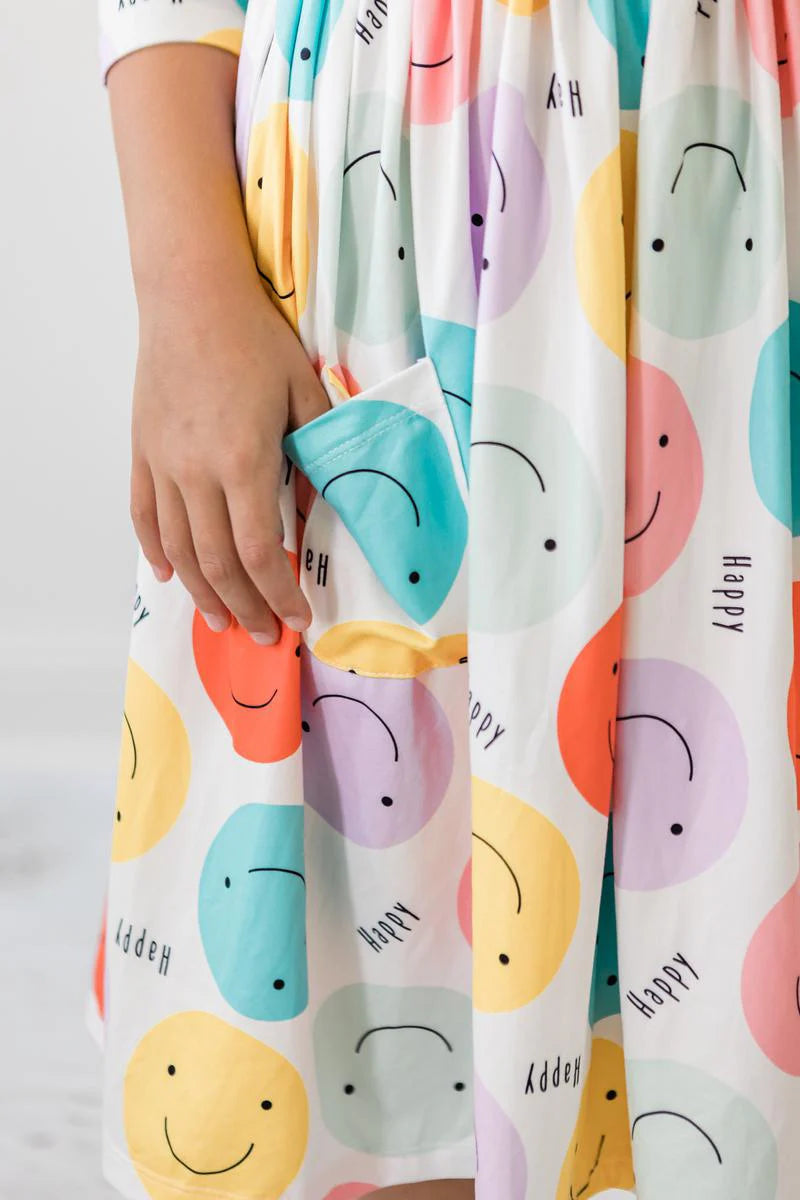 Happy Days 3/4 Sleeve Pocket Twirl Dress