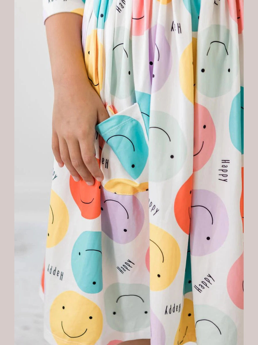 Happy Days 3/4 Sleeve Pocket Twirl Dress