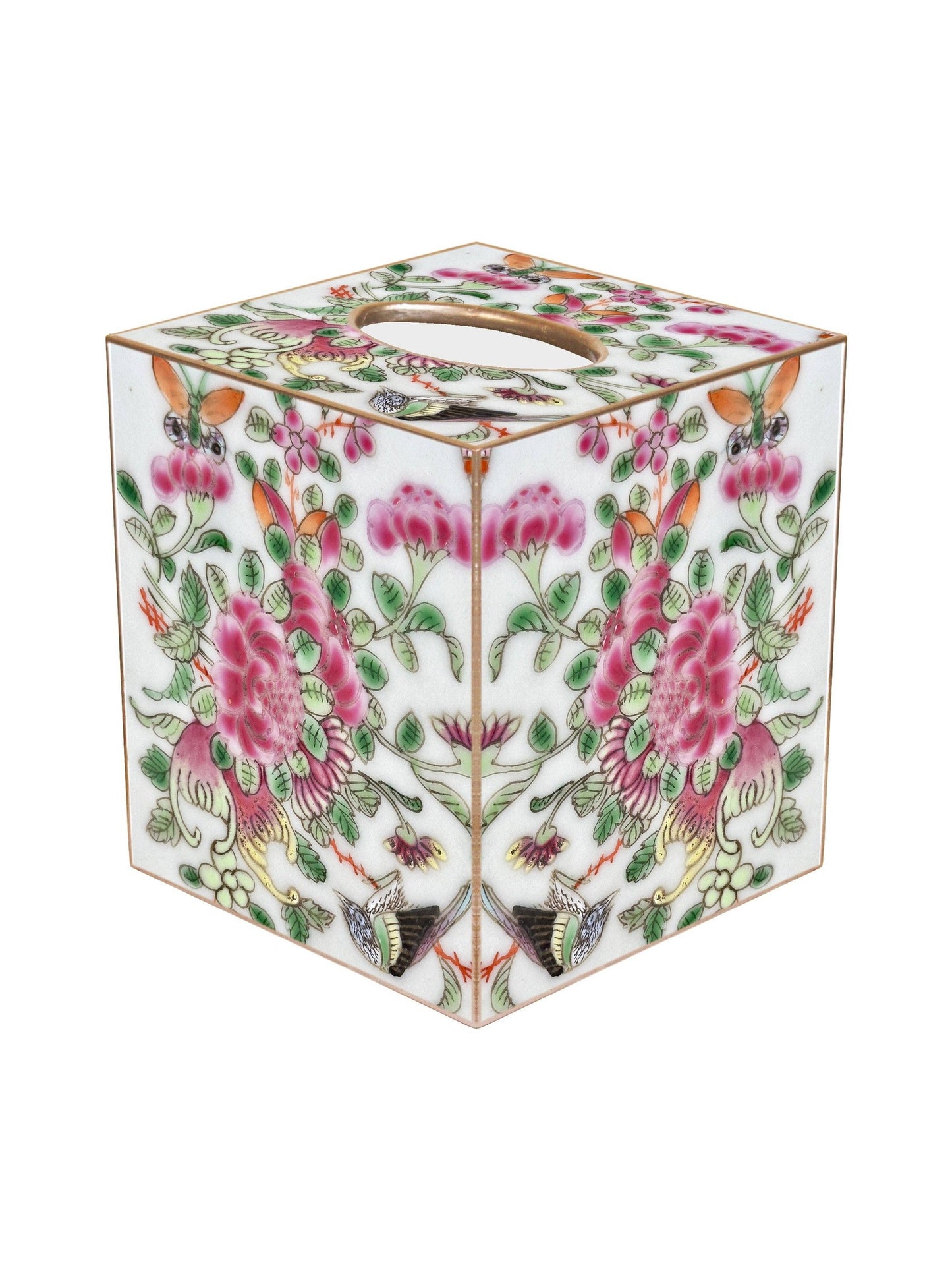 TB6824-Rose Medallion Roses with Bird Tissue Box Cover