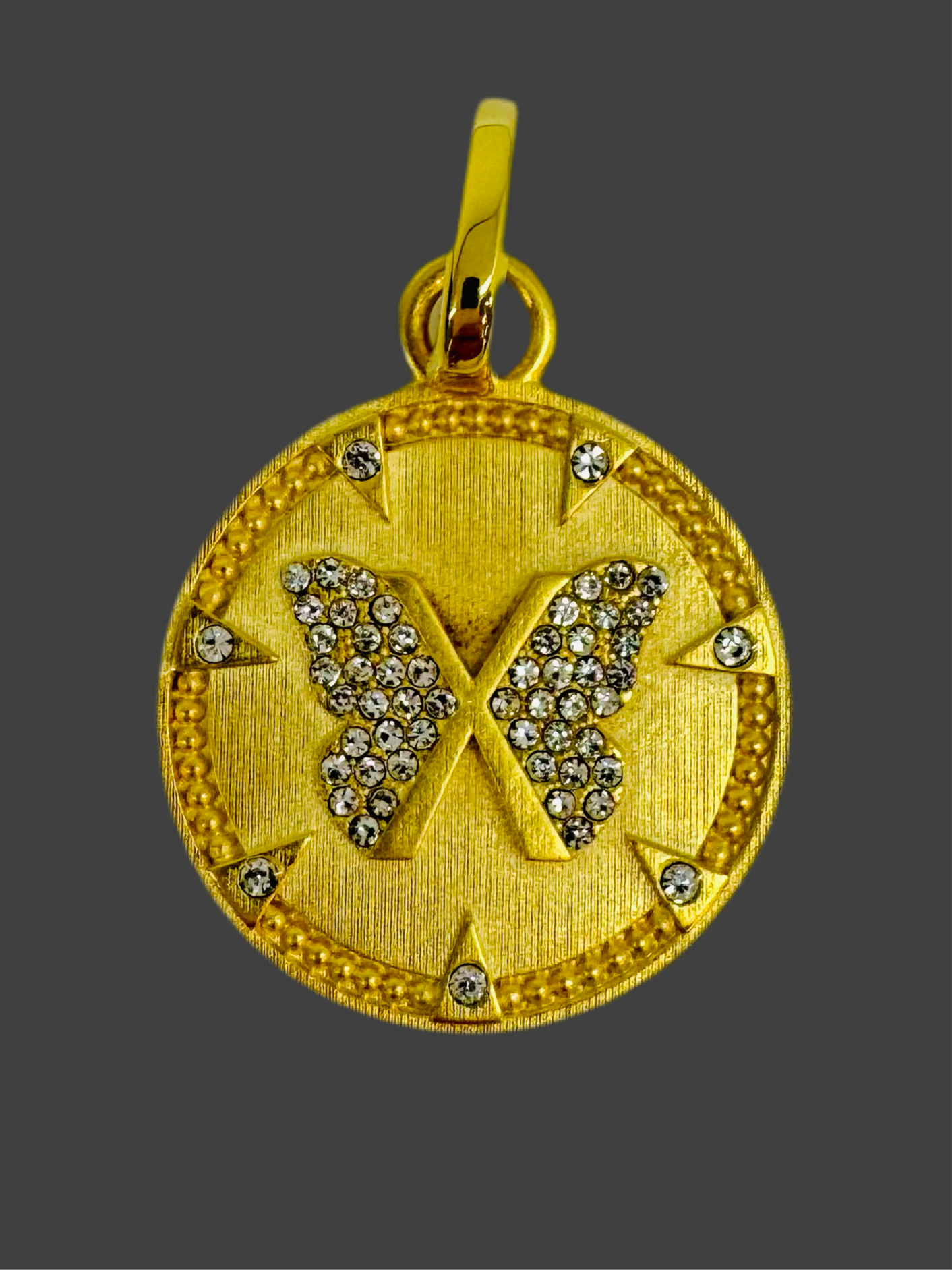 Gold Disc Butterfly Charm