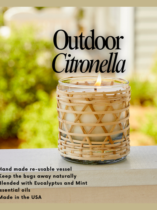Eucalyptus Mint Citronella Bamboo Wrapped Candle 7oz.