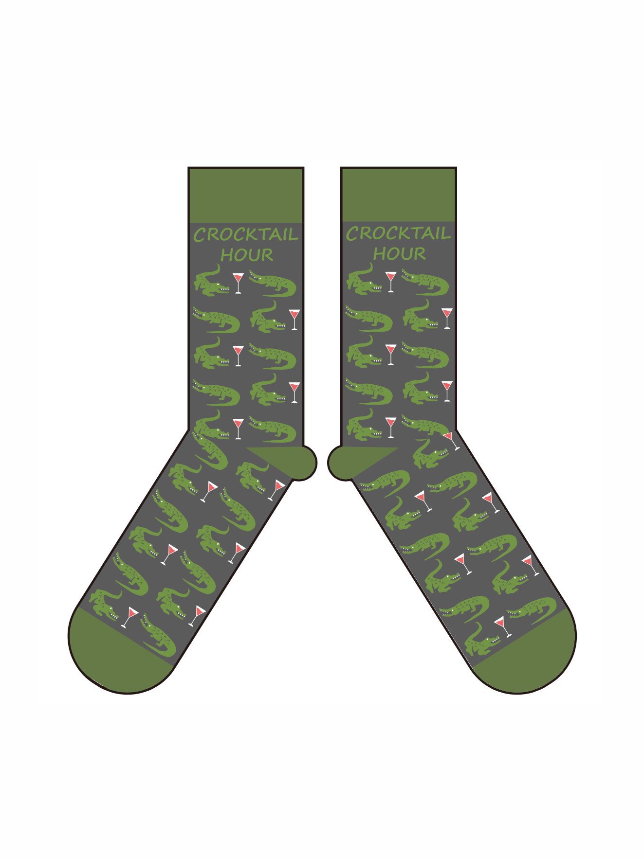 CrockTail Hour Socks Alligator Crocodile Drinking Socks