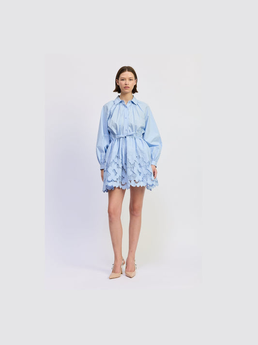 Cutwork Embroidery Mini Shirt Dress