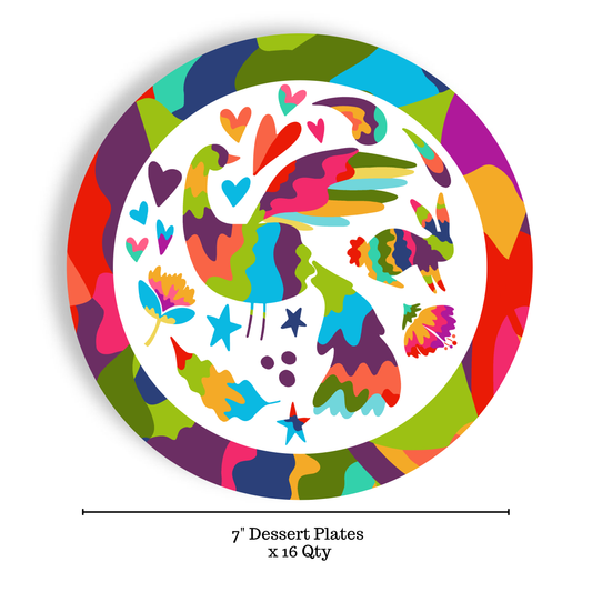Joyful Otomi 16ct 7" Appetizer Paper Plate Separates