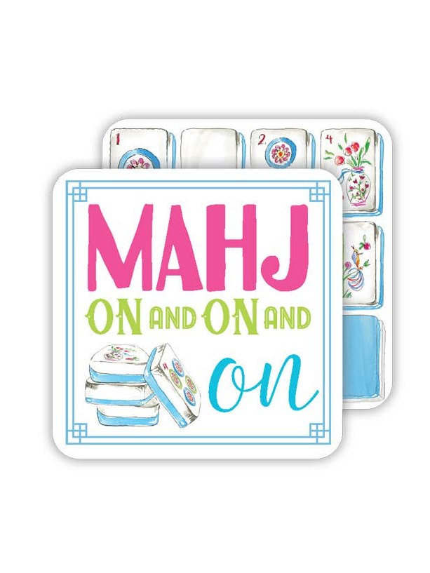 Mahjong Tiles Mahj on and on and on Square Coaster