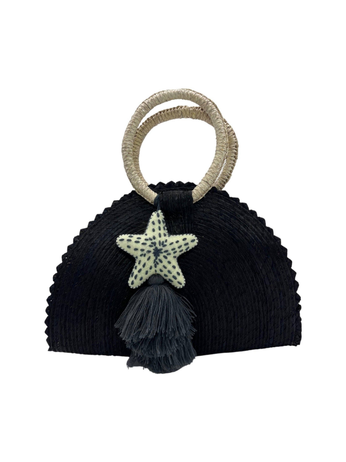 Handwoven Crescent Bag with Pompon