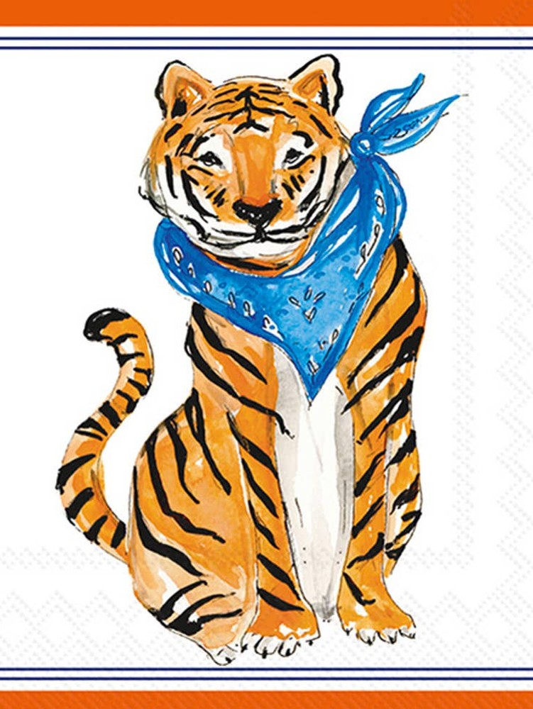 Paper Cocktail Napkin 20 Ct Blue Sitting Tiger Hometown