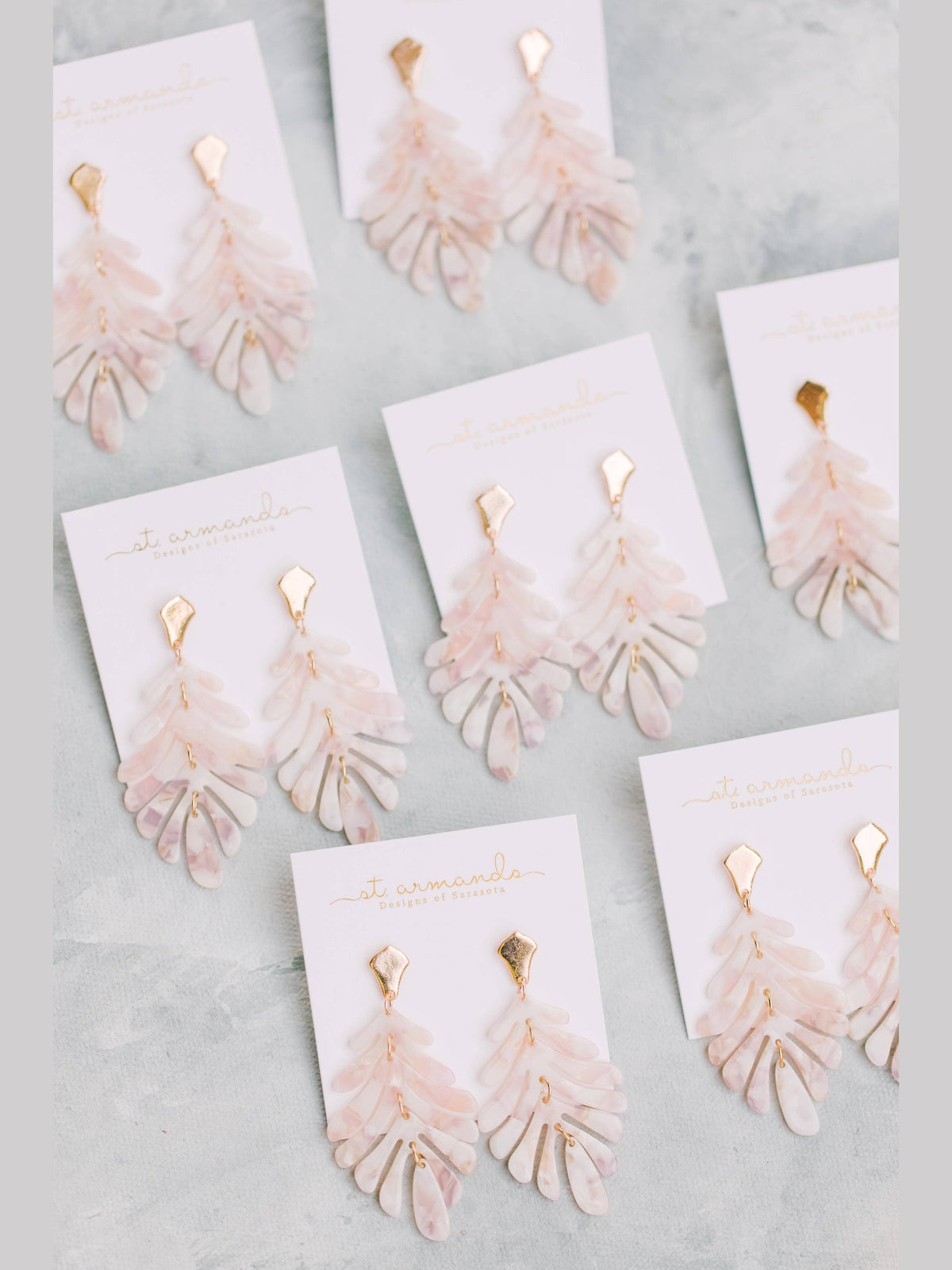Pink Petite Palm Statement Drop Earrings