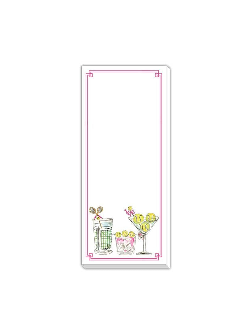 Handpainted Tennis Cocktails Skinny Notepad