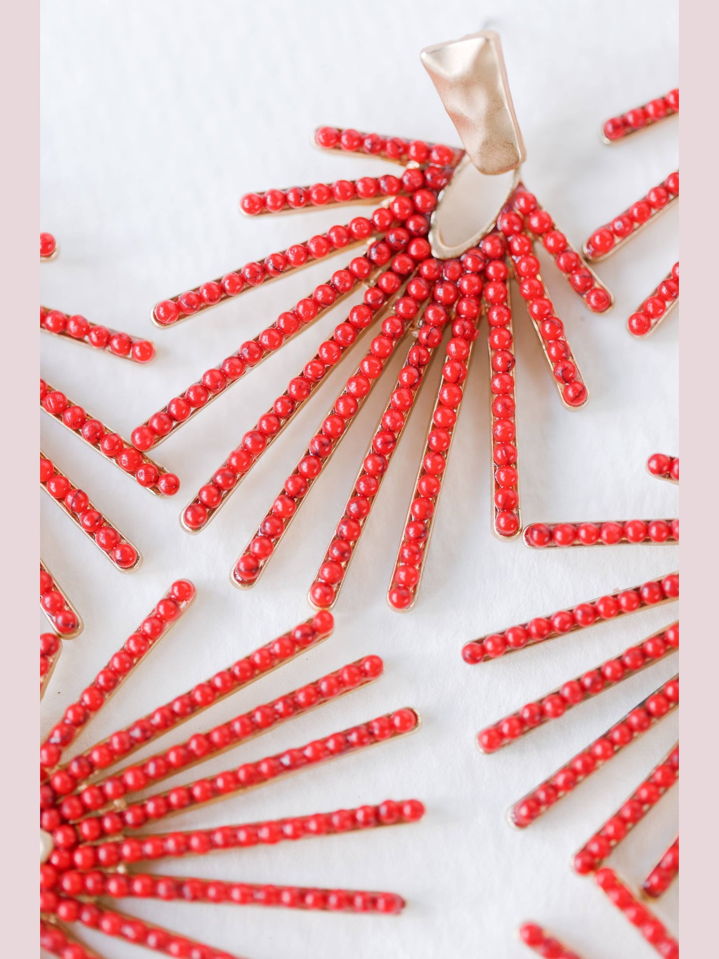 Red Sunburst Statement Drop Earrings