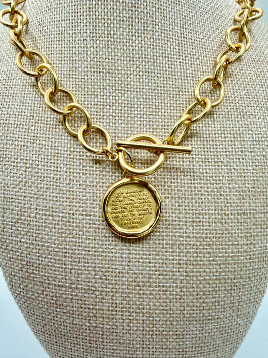 Heirloom Matte Gold Serenity Prayer Necklace