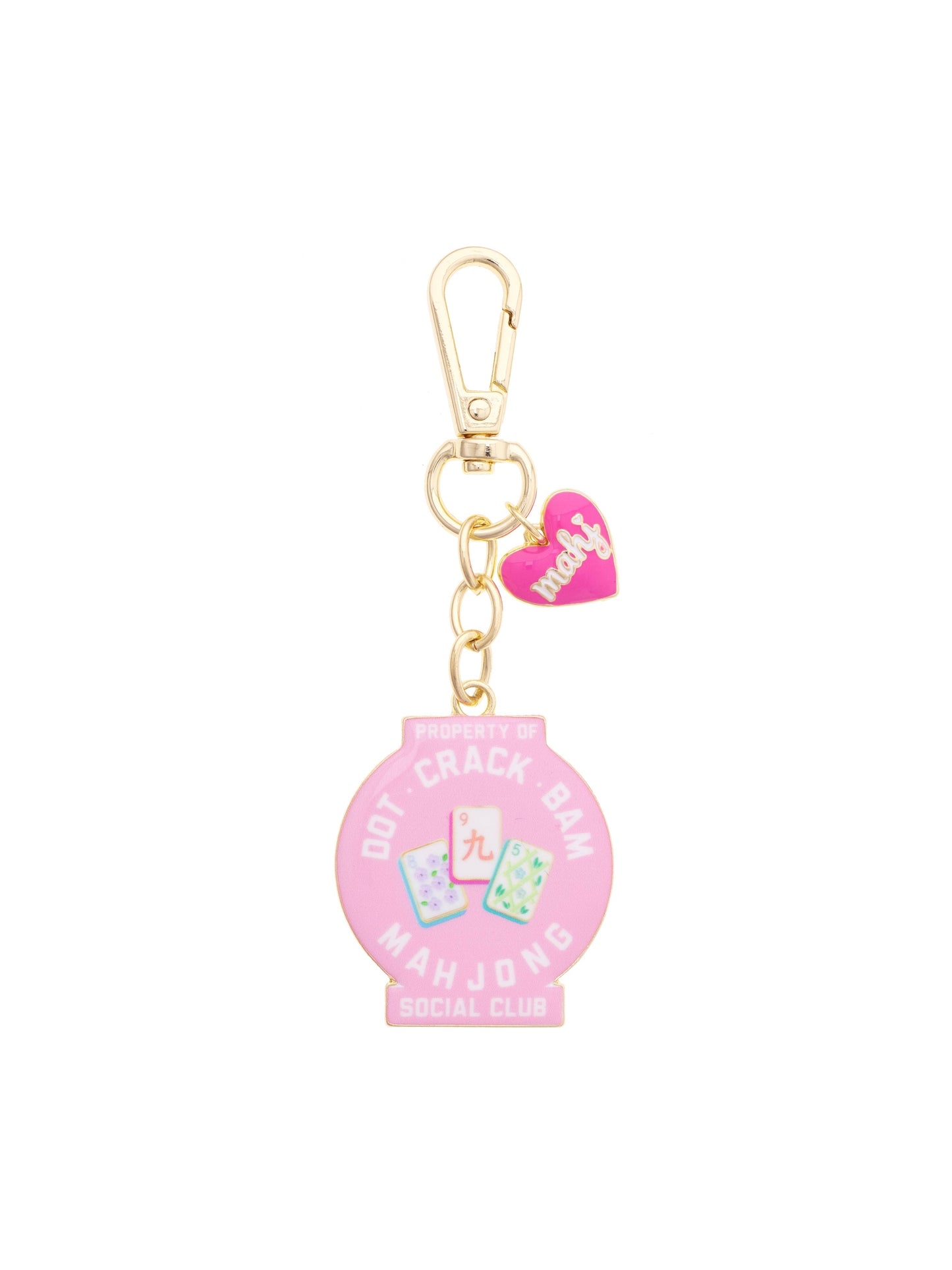 Dot Crack Bam Social Club Enamel Bag Charm in Light Pink
