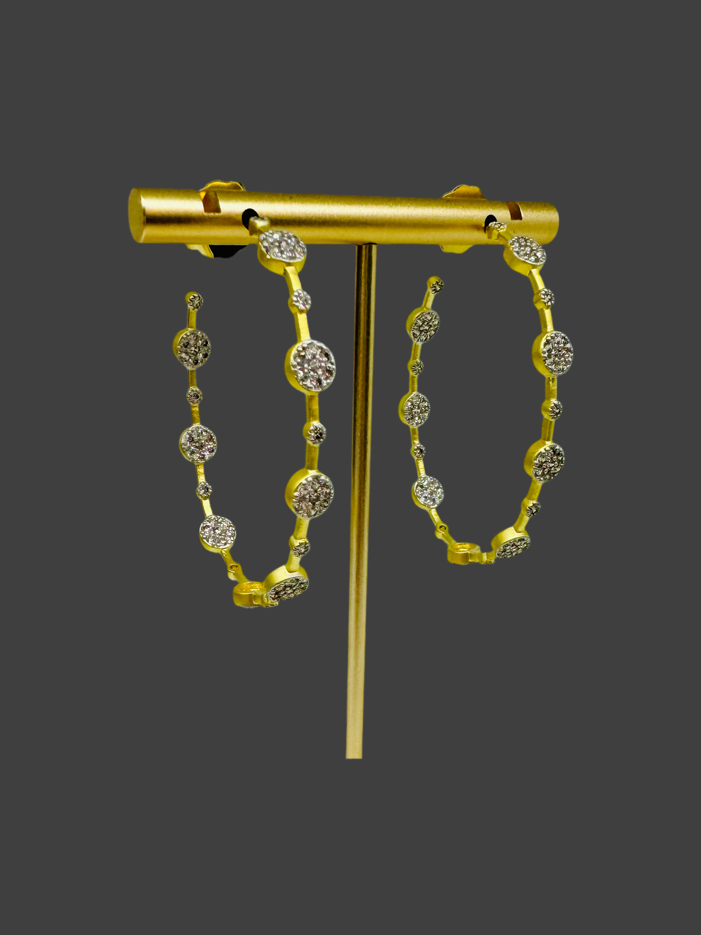 Gold Pave Hoops