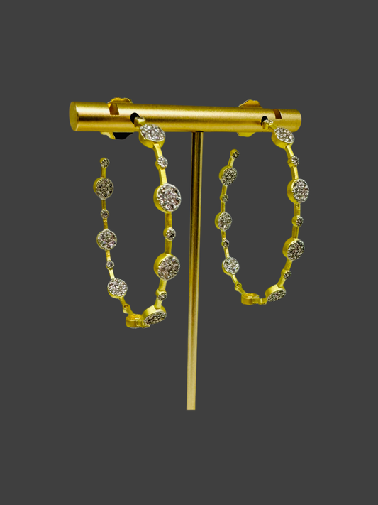 Gold Pave Hoops