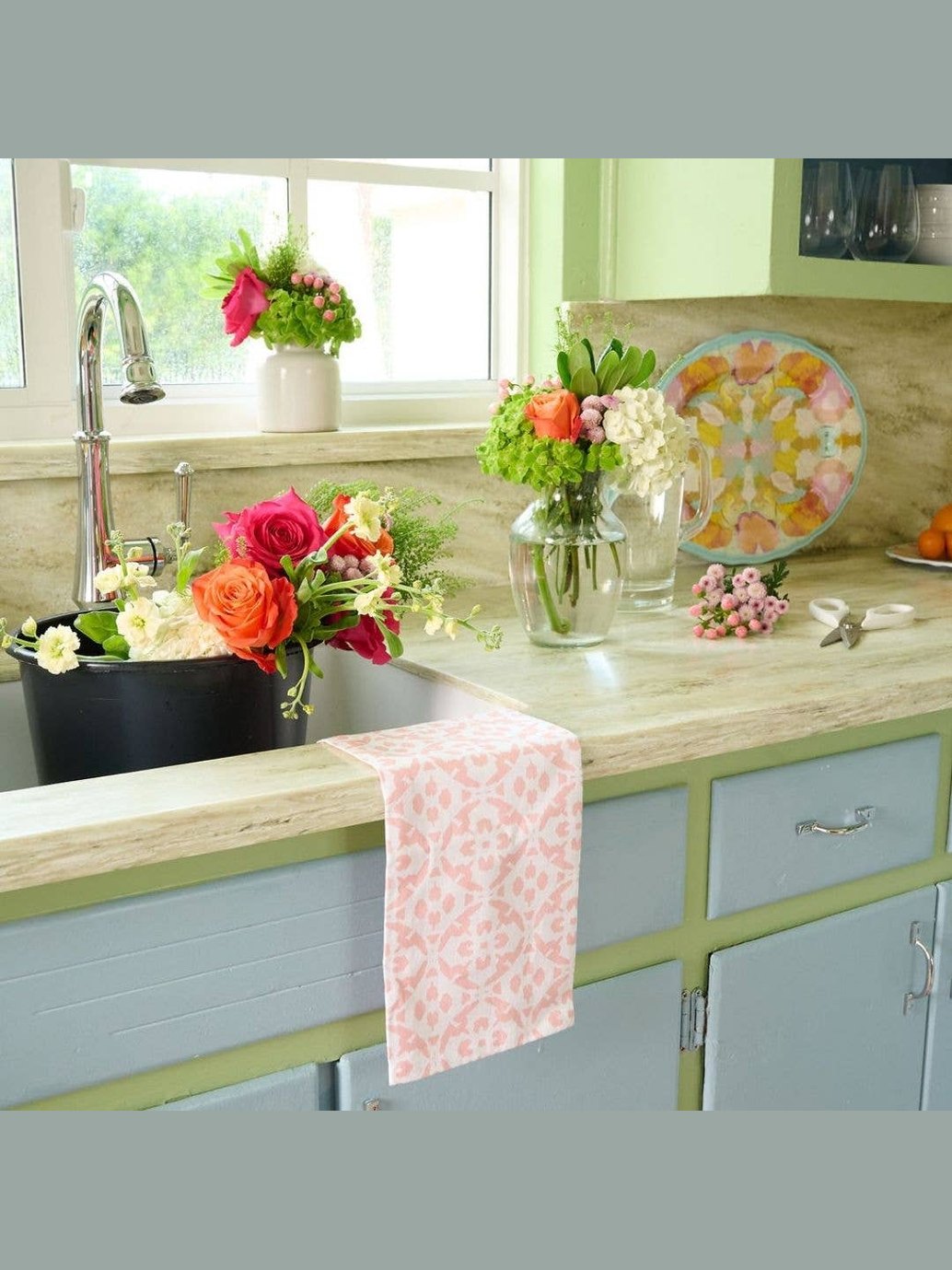 Porto Tiles Blush Tea Towel