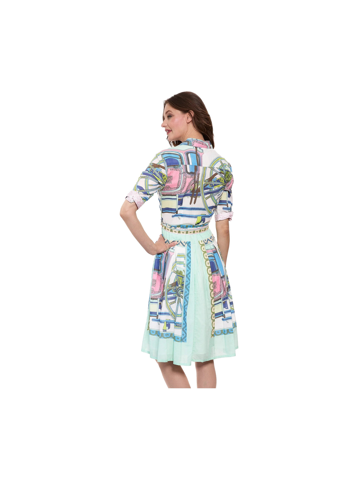Mrs Maisel Dress - Green Coach Print