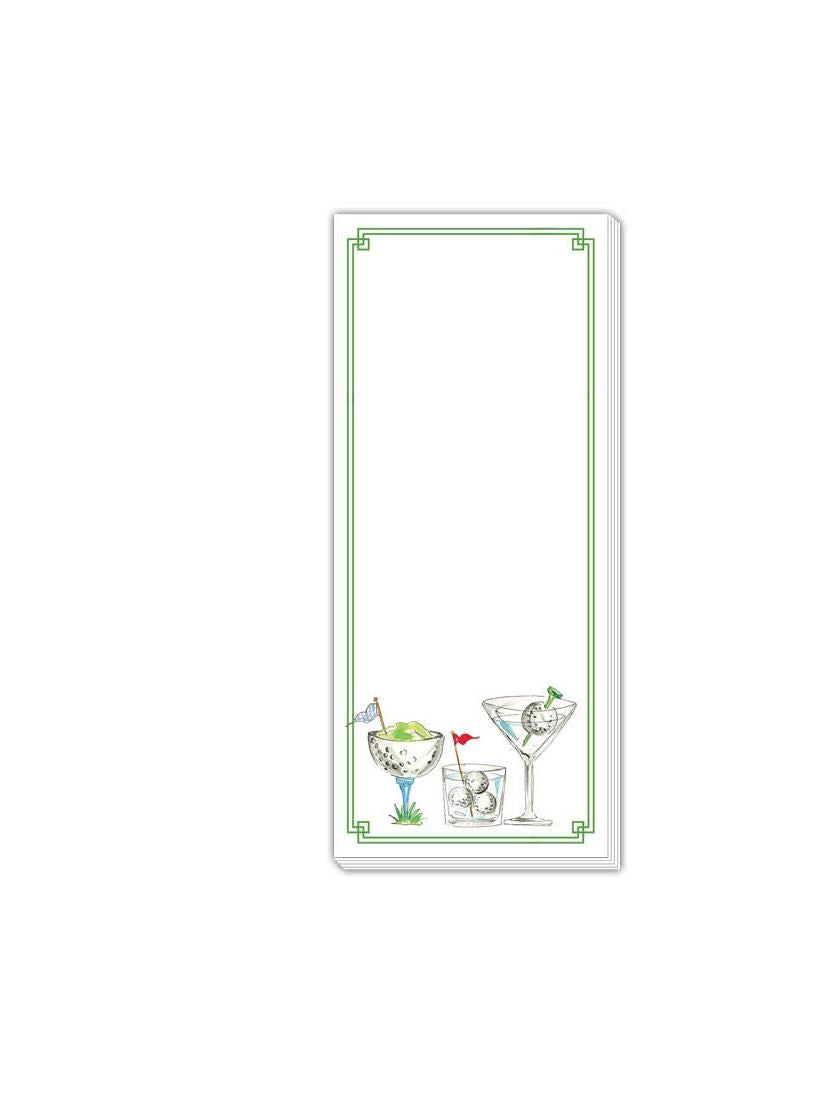 Handpainted Golf Cocktails Skinny Notepad