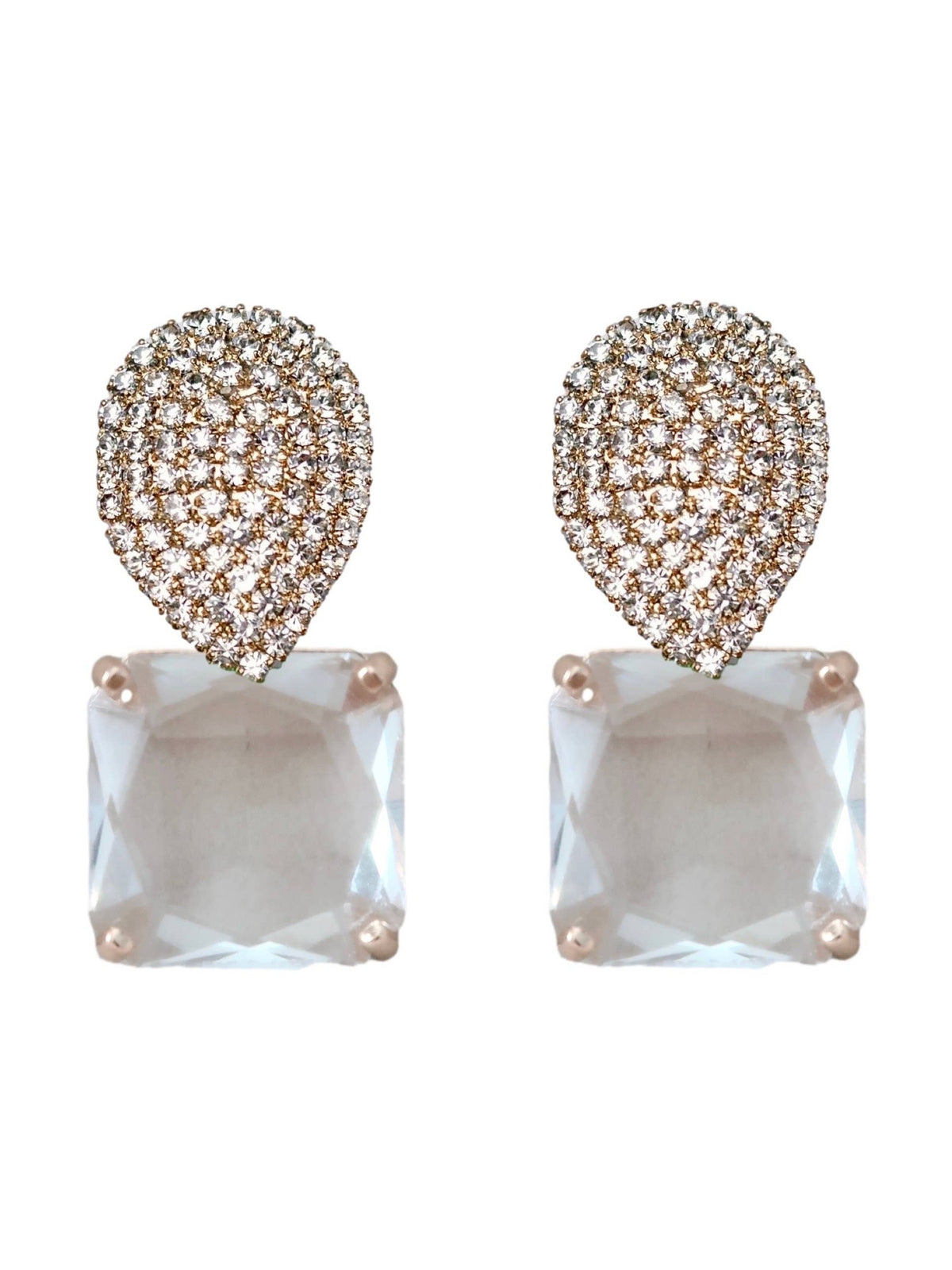 Clear Crystal Retro Pave Crystal Gum Drop Statement Earrings