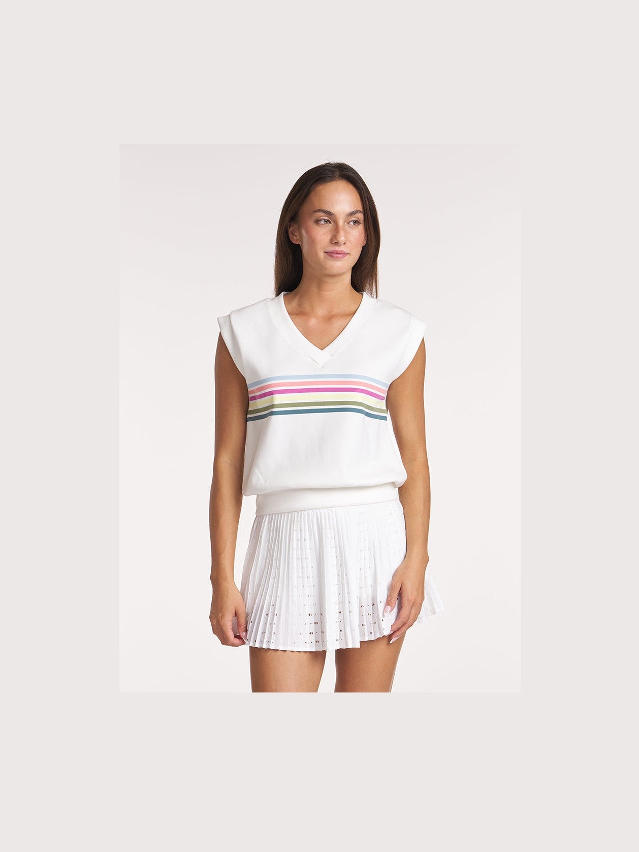 Stripe V Neck Sleeveless Pullover
