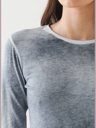 Pima Classic Spray Long Sleeve Crew - Black