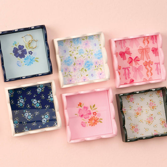 Scallop Trinket Tray-Secret Garden Blue