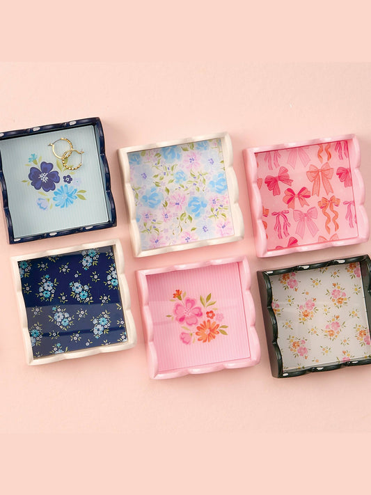 Scallop Trinket Tray-Secret Garden Blue