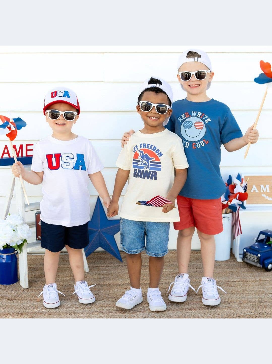 USA Patch Short Sleeve T-Shirt - Kids 4th of July Tee