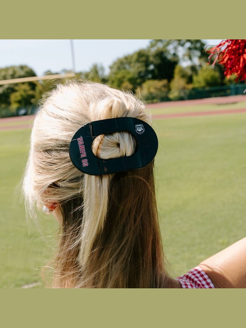 Flat Round Hair Clip | Large | Go Dawgs!
