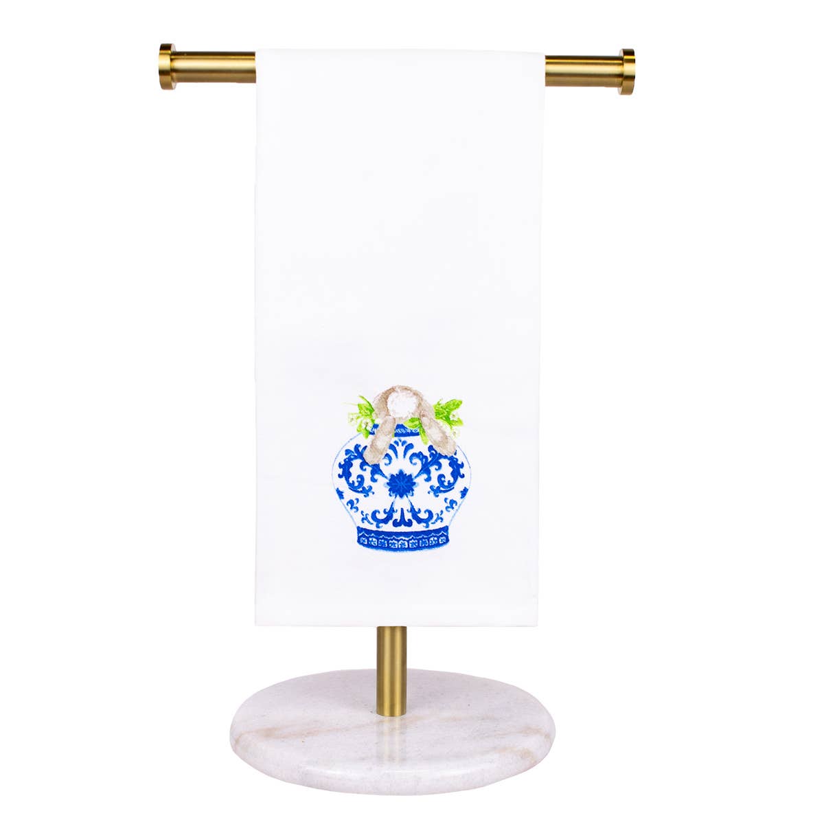 Winston Bunny Vase Hand Towel White/Blue/Green 20x28