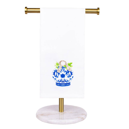 Winston Bunny Vase Hand Towel White/Blue/Green 20x28