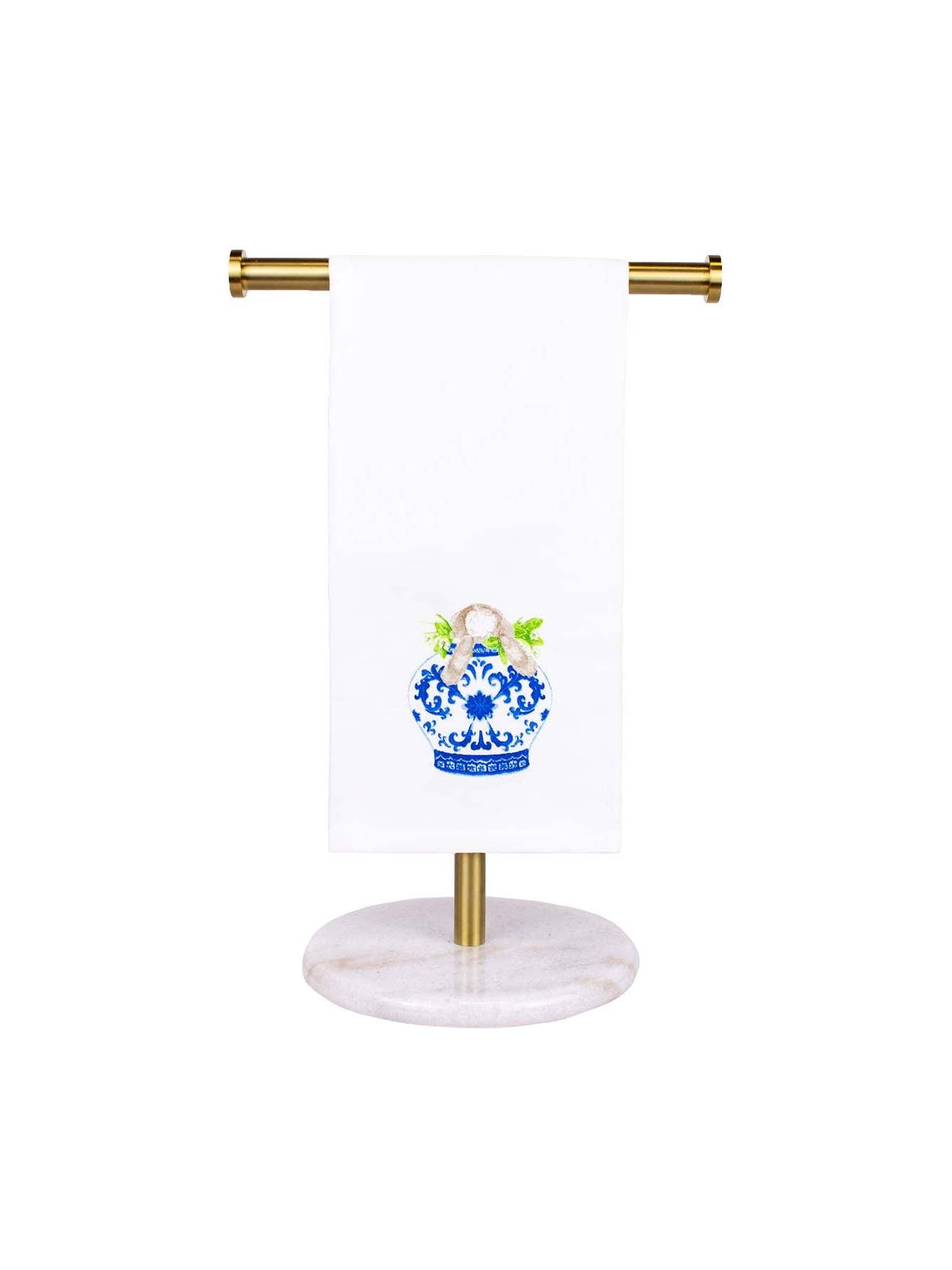 Winston Bunny Vase Hand Towel White/Blue/Green 20x28