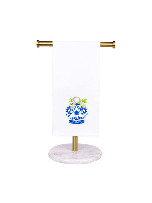 Winston Bunny Vase Hand Towel White/Blue/Green 20x28