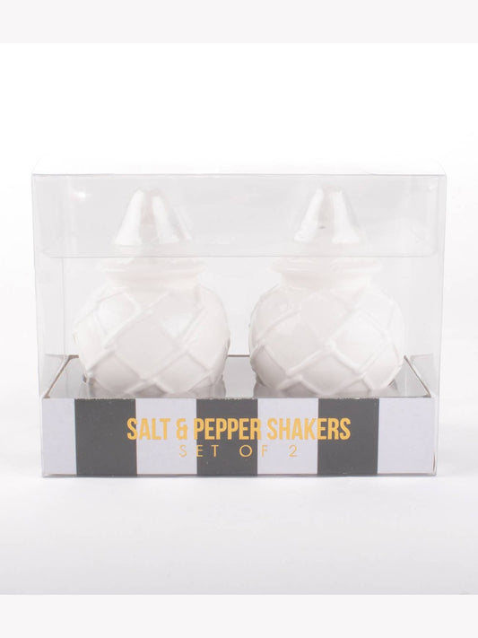 White Textured Jar Salt & Pepper Shaker Boxed Set