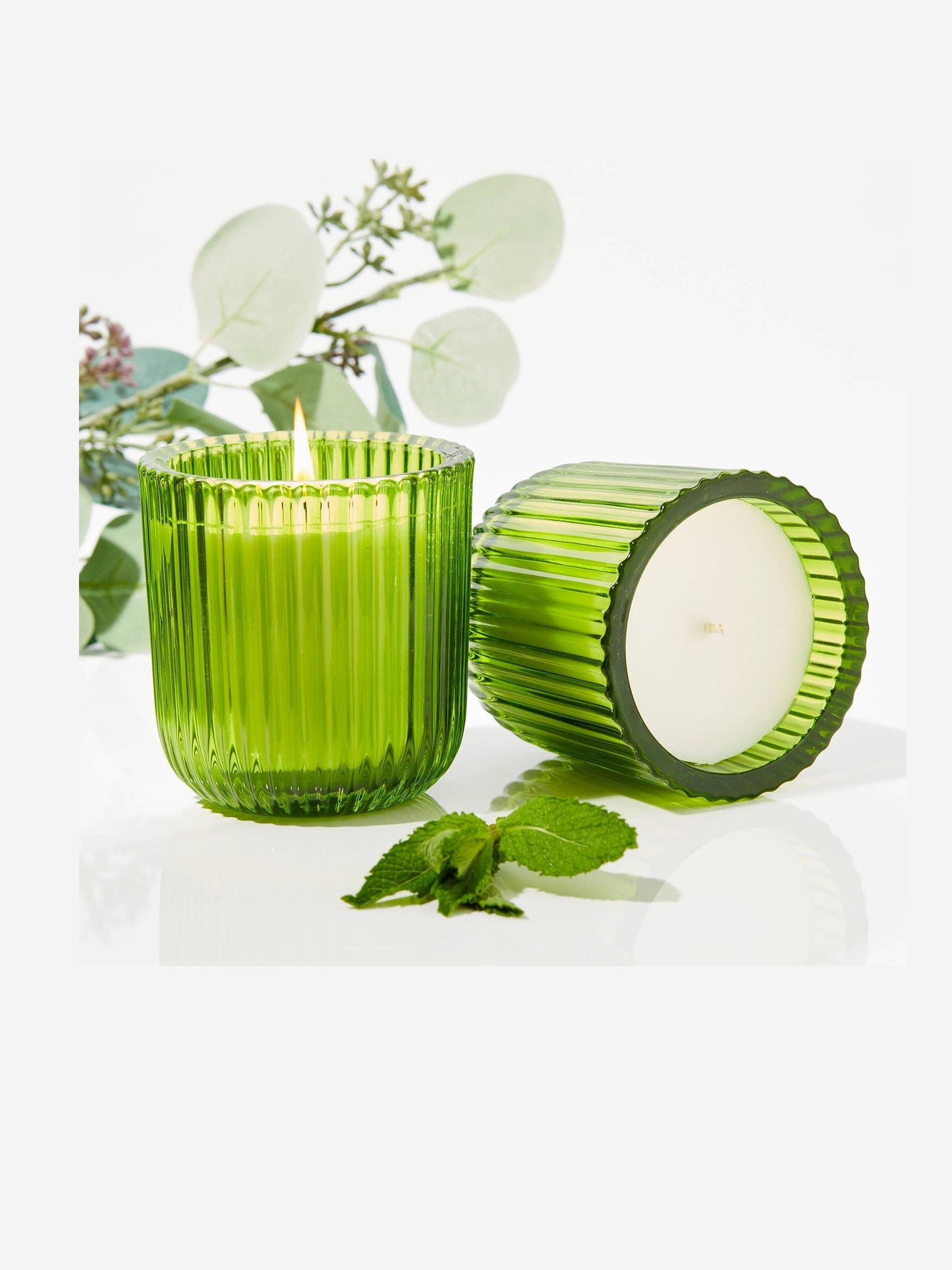 Eucalyptus Mint Citronella Green Glass Candle 8oz.