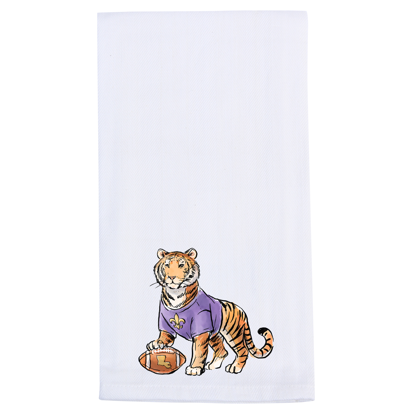 Purple and Gold Tiger Tea Towel