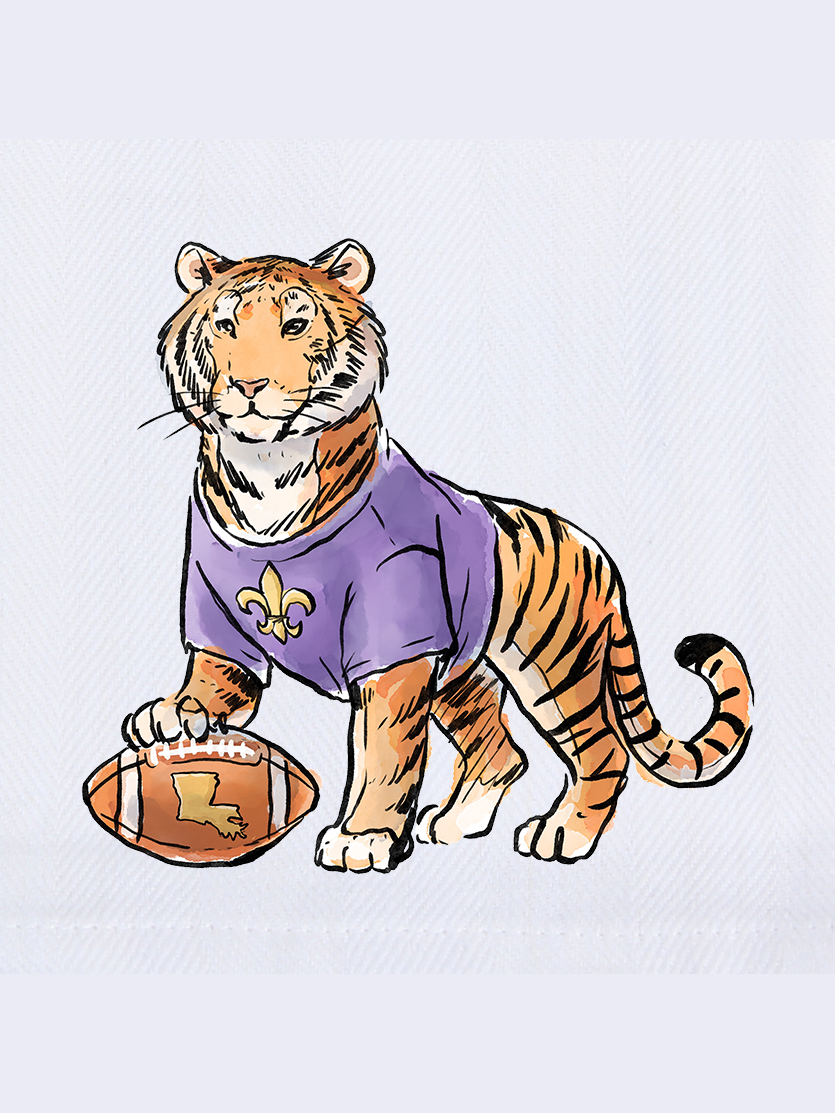 Purple and Gold Tiger Tea Towel
