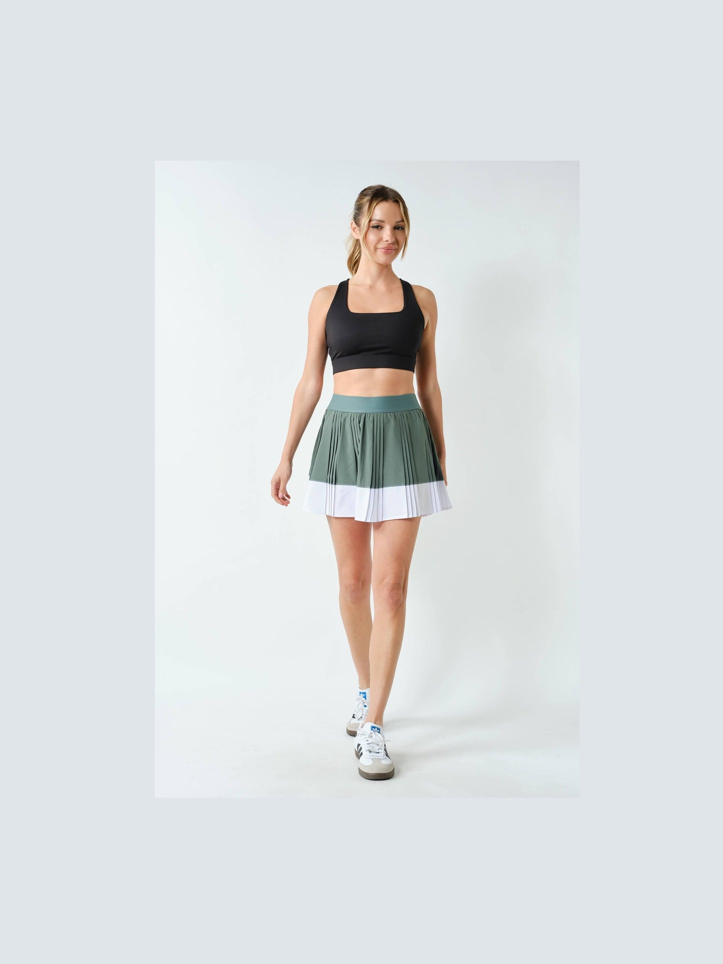 Set Point Colorblock Pleated Skort - Eldergreen