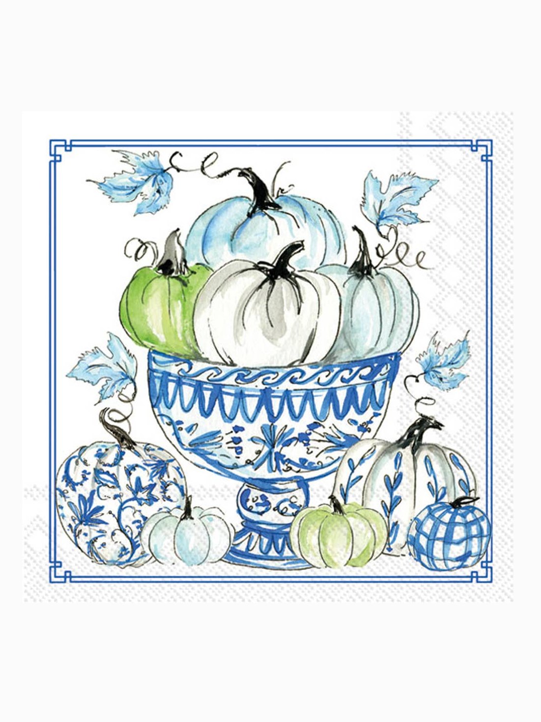 Chinoiserie Pumpkins Cocktail Napkin 20 ct Rosanne Beck Fall