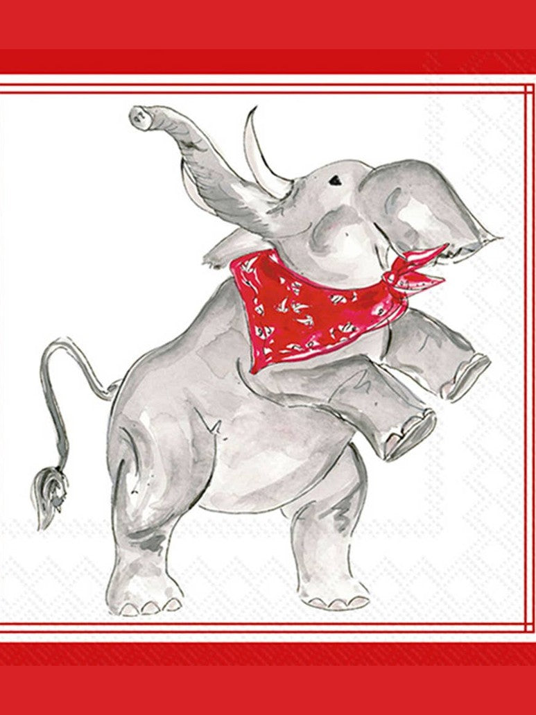 Paper Cocktail Napkin 20 Ct Red Elephant Hometown Pride