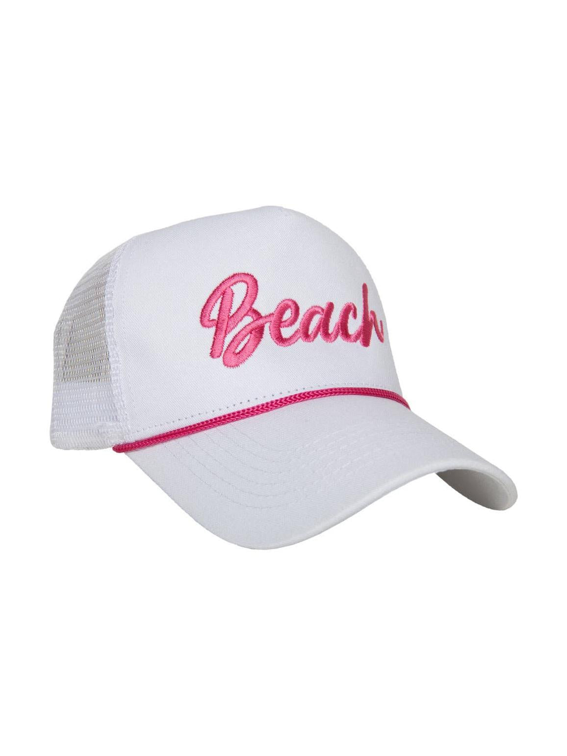 Beach Cursive Trucker Cap with Rope